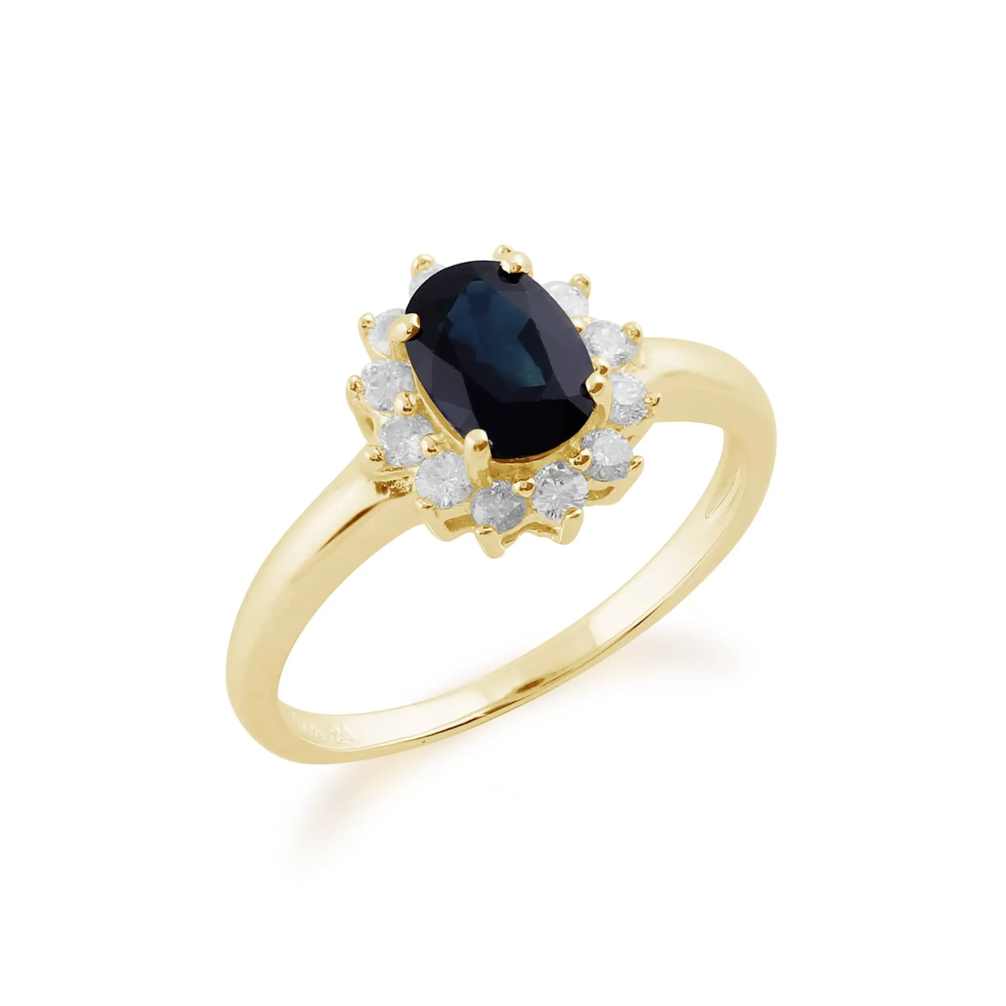 Classic Oval Sapphire & Diamond Cluster Ring in 9ct Yellow Gold sold by Gemondo Jewellery product image thumbnail 2