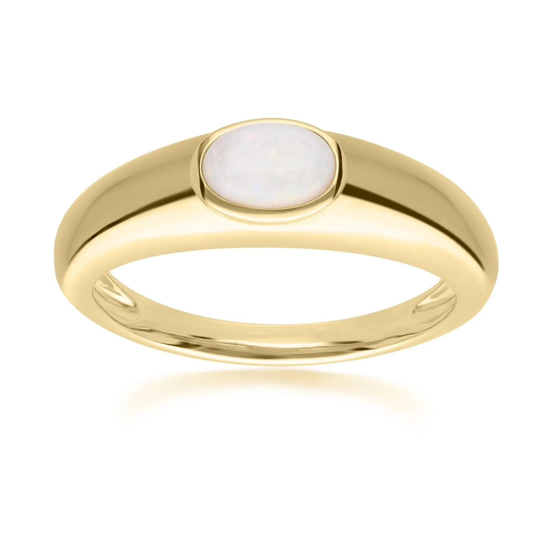 Modern Classic Oval Opal Ring in 18ct Gold Plated Silver sold by Gemondo Jewellery