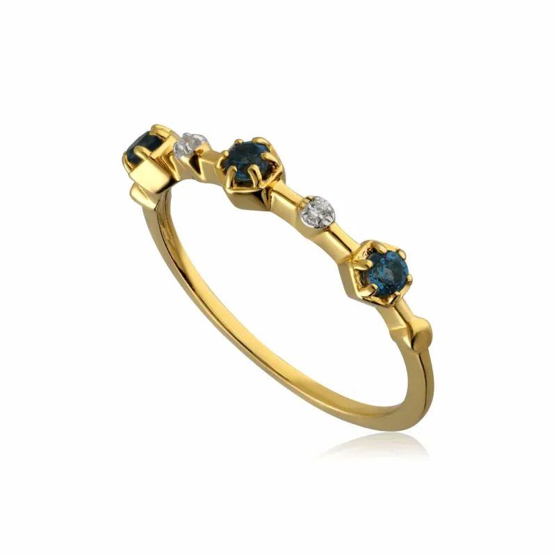 Modern Glam Topaz Glitz Ring In Yellow Gold Plated Silver sold by Gemondo Jewellery