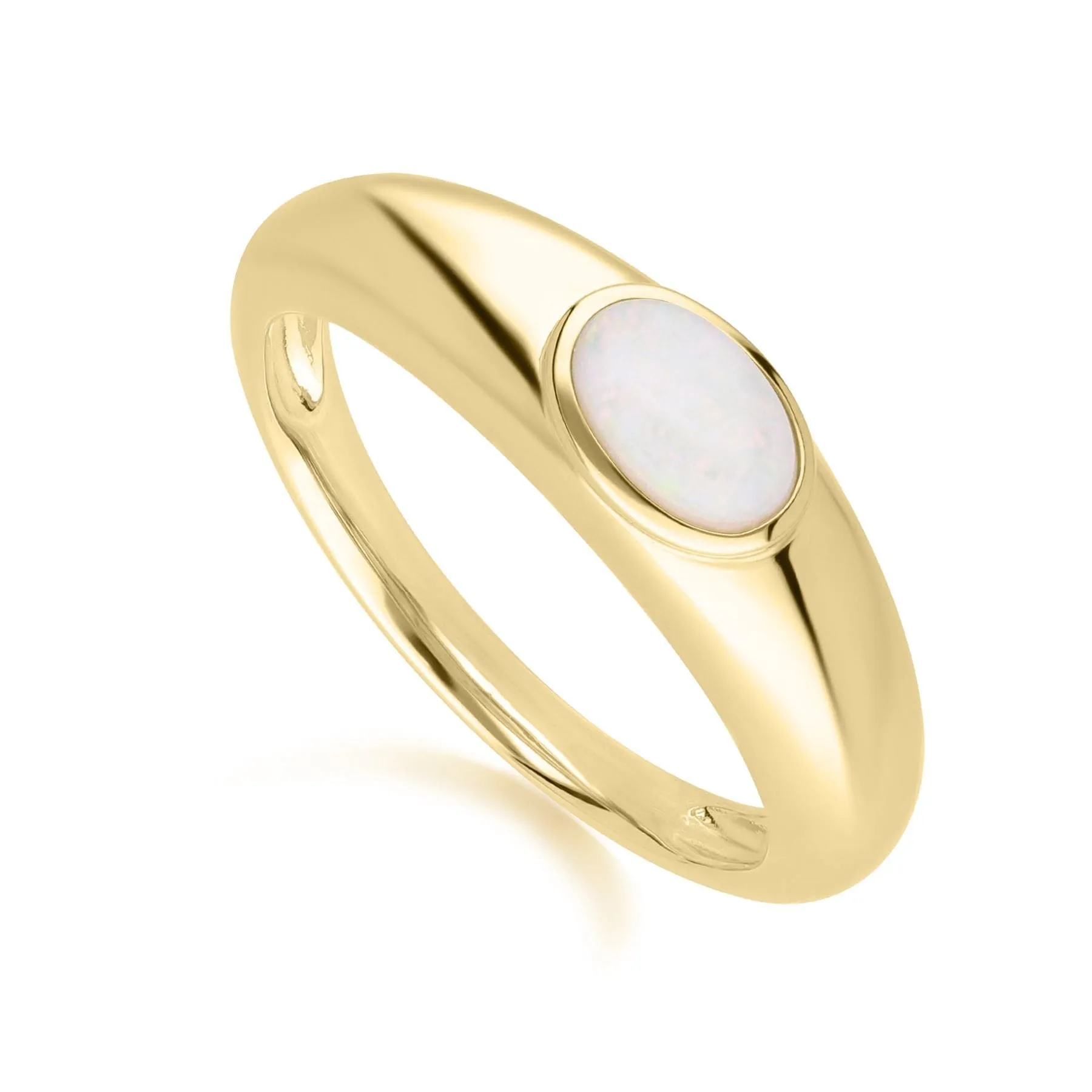 Modern Classic Oval Opal Ring in 18ct Gold Plated Silver sold by Gemondo Jewellery product image thumbnail 3