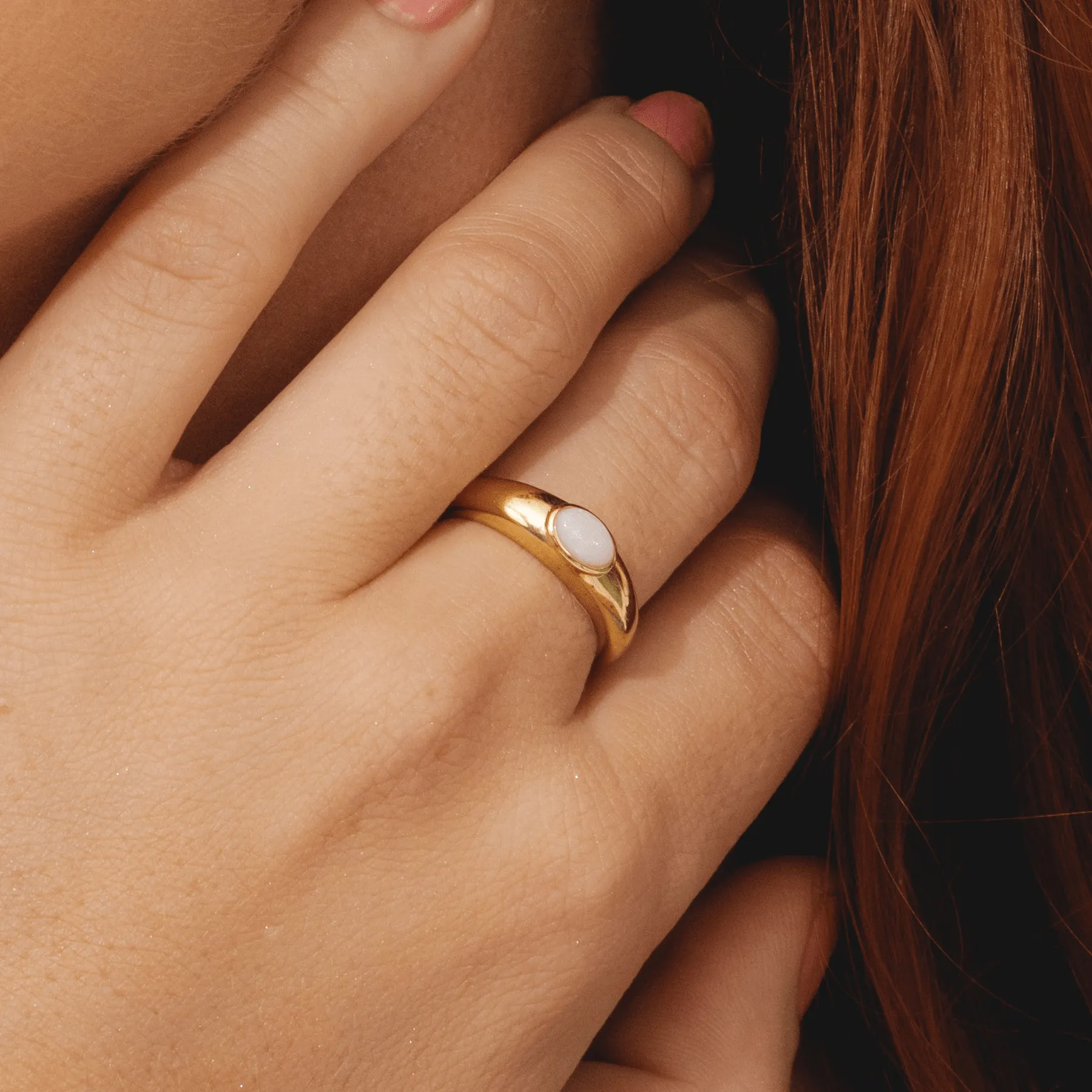 Modern Classic Oval Opal Ring in 18ct Gold Plated Silver sold by Gemondo Jewellery product image thumbnail 2