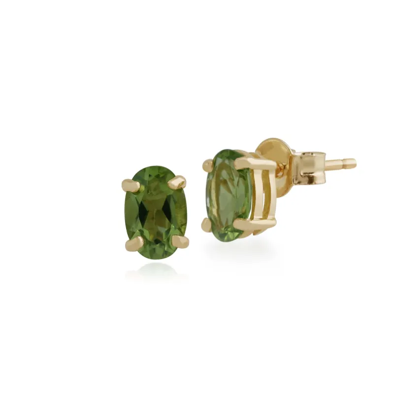 Classic Oval Peridot Stud Earrings in 9ct Yellow Gold 6x4mm sold by Gemondo Jewellery