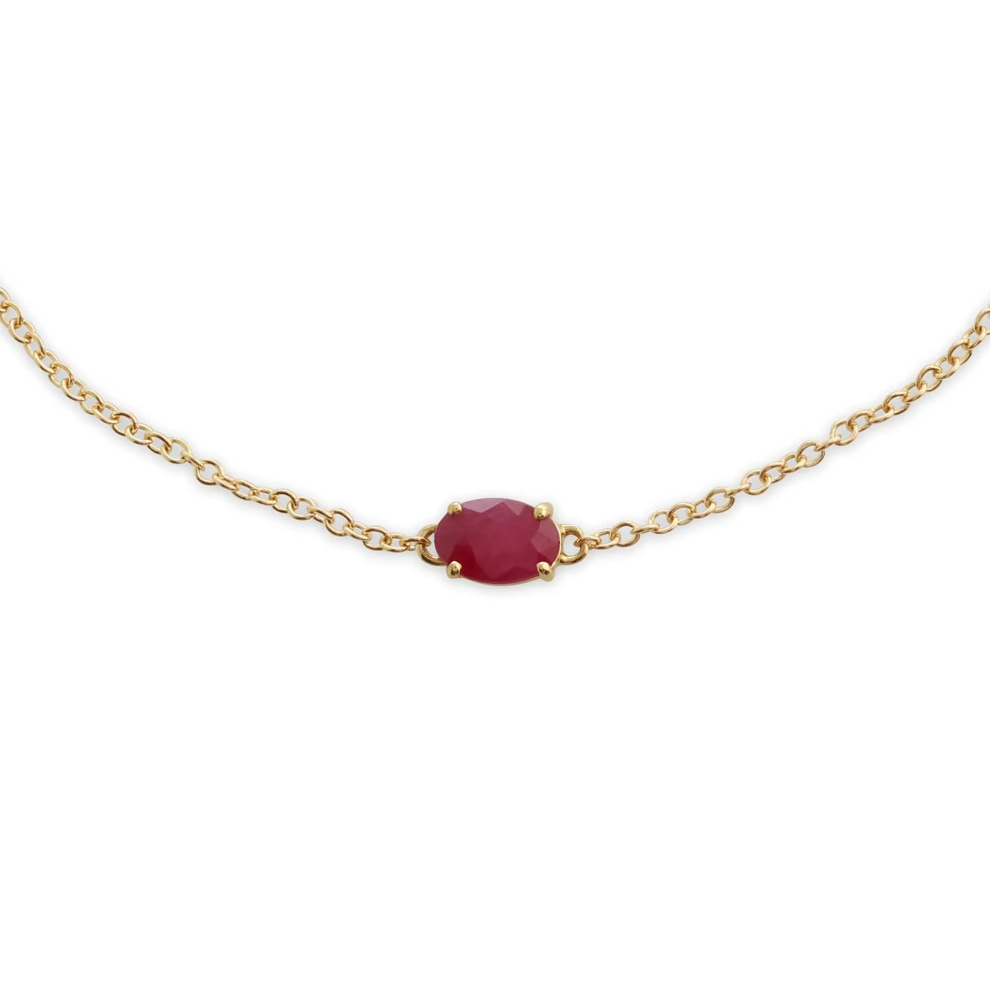 Classic Oval Ruby Single Stone Bracelet in 9ct Yellow Gold sold by Gemondo Jewellery product image thumbnail 3