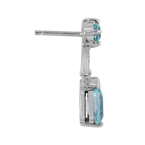 Art Nouveau Style Style Pear Blue Topaz & Marcasite Leaf Drop Earrings & Pendant Set in 925 Sterling Silver sold by Gemondo Jewellery product image thumbnail 3