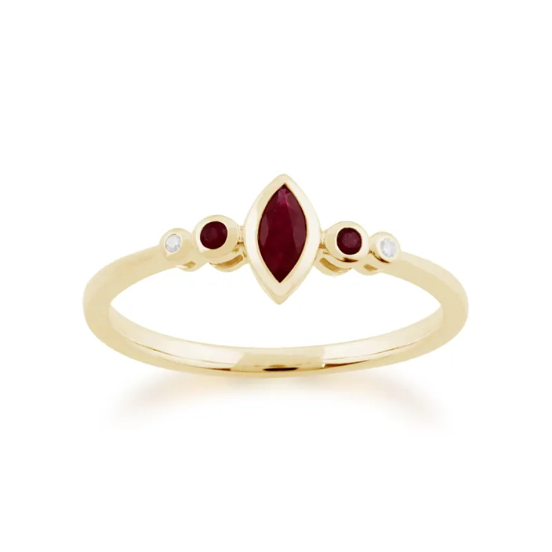 Gemondo 9ct Yellow Gold 0.18ct Ruby & 1pt Diamond Ring sold by Gemondo Jewellery
