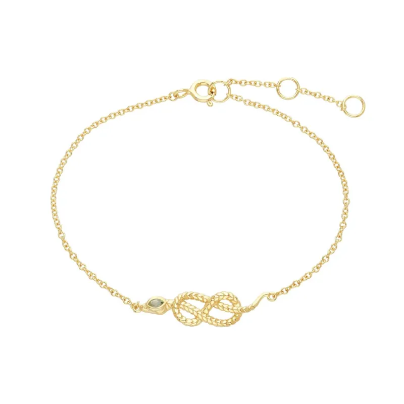 ECFEW™ Peridot Snake Link Bracelet in Gold Plated Sterling Silver sold by Gemondo Jewellery