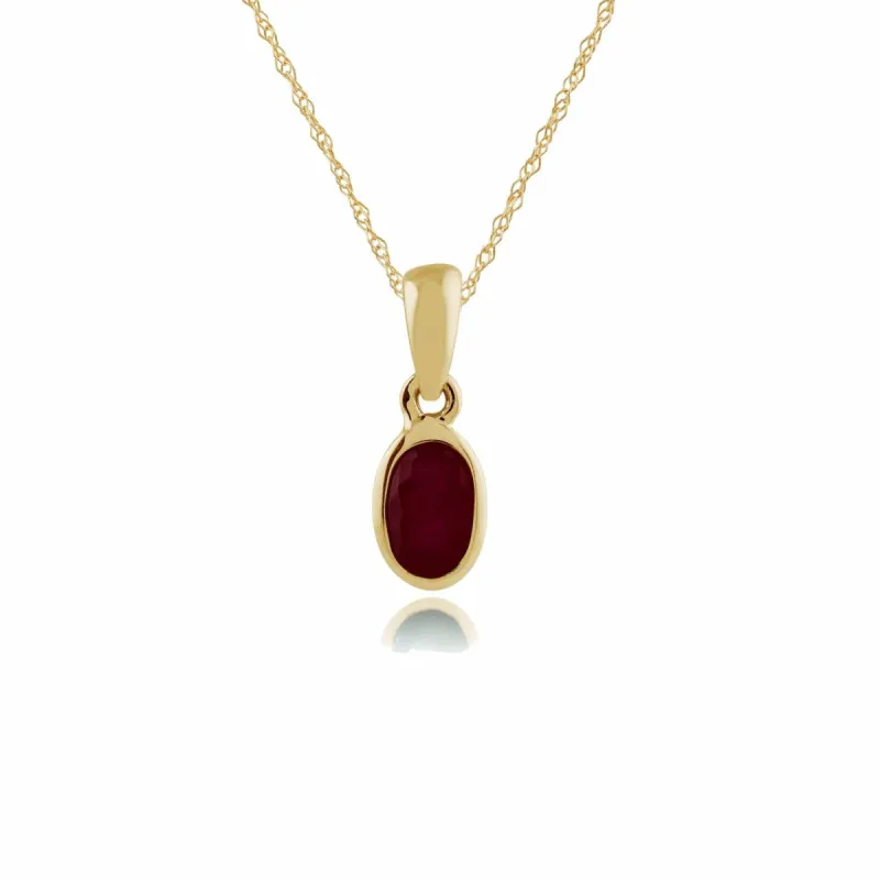 Classic Oval Ruby Pendant in 9ct Yellow Gold sold by Gemondo Jewellery