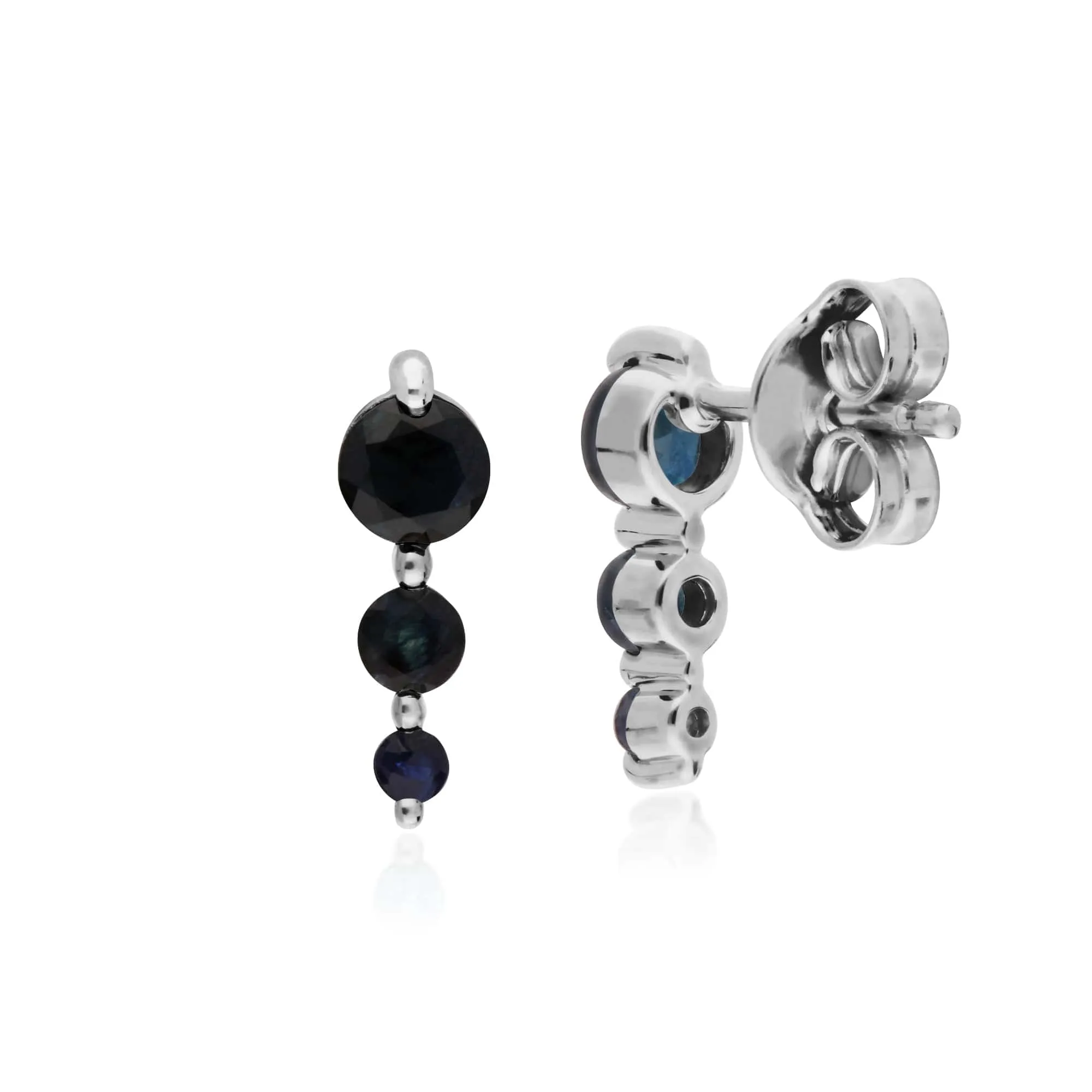 Classic Round Sapphire Gradient Drop Stud Earrings in 925 Sterling Silver sold by Gemondo Jewellery product image thumbnail 2