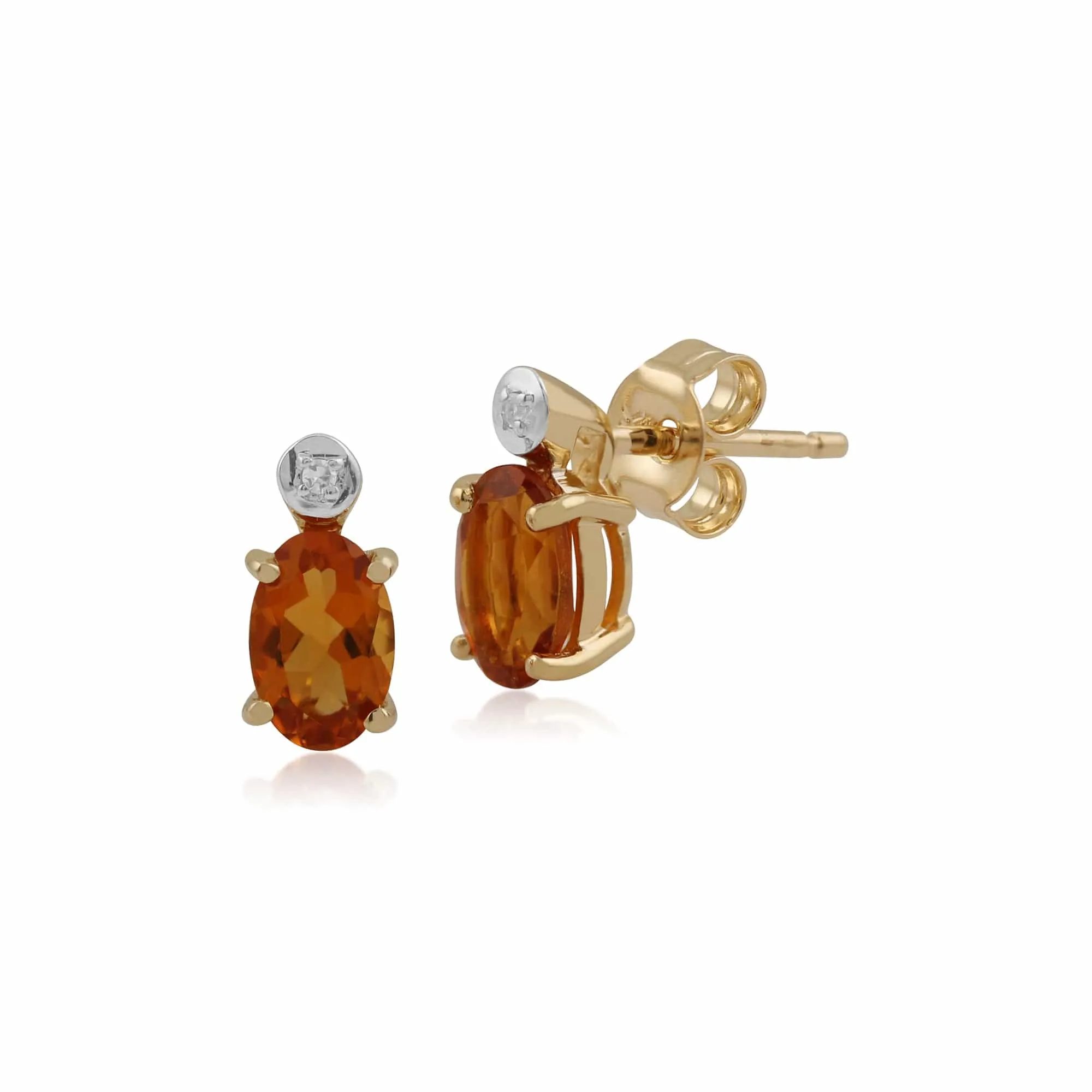Gemondo 9ct Yellow Gold 0.80ct Citrine & Diamond Oval Stud Earrings sold by Gemondo Jewellery