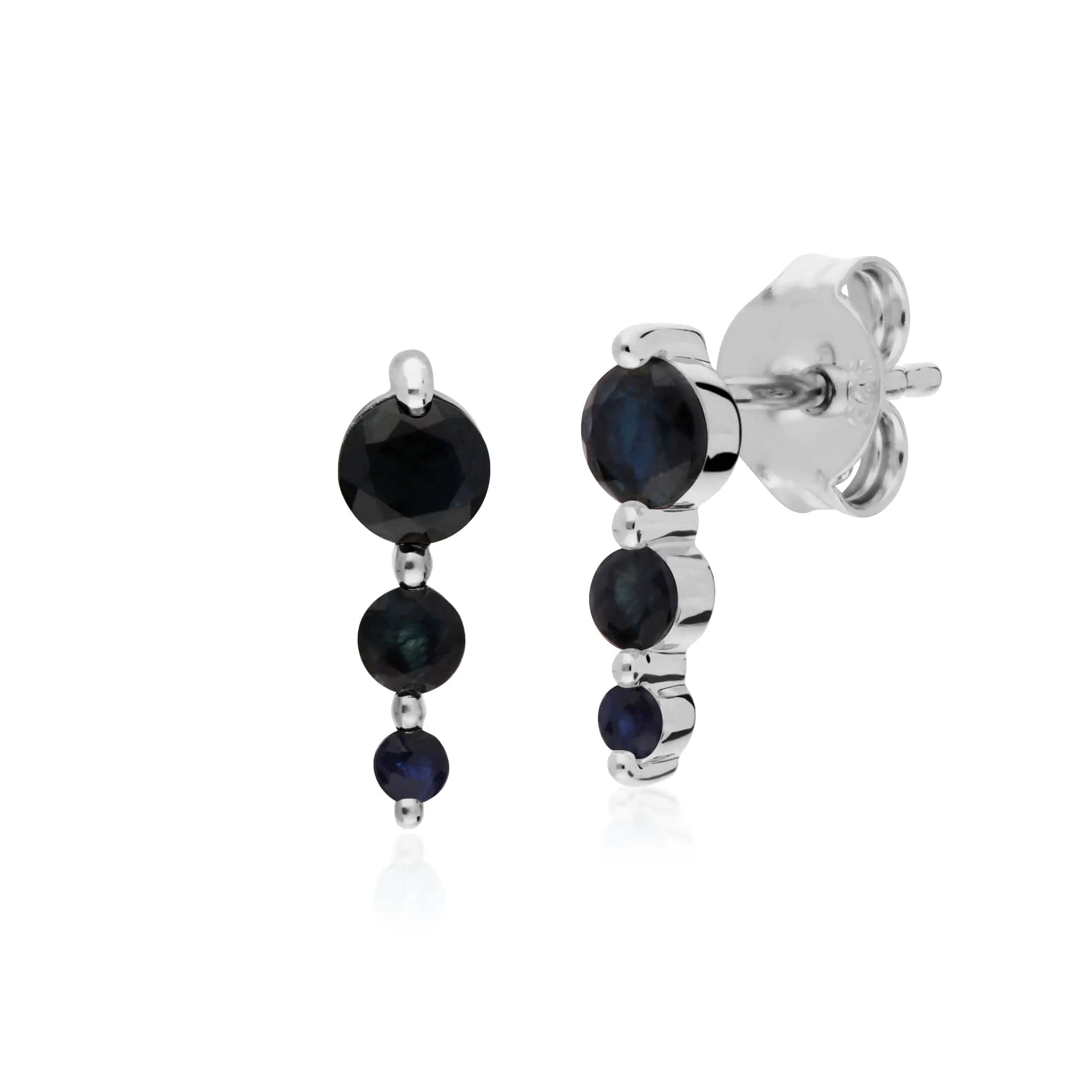 Classic Round Sapphire Gradient Drop Stud Earrings in 925 Sterling Silver sold by Gemondo Jewellery