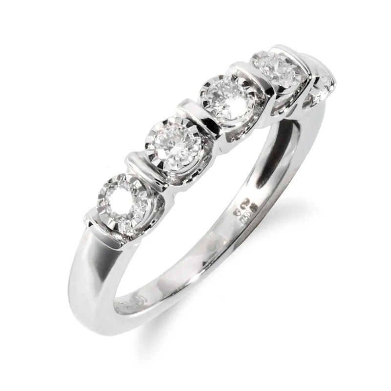 Classic Round Diamond Half Eternity Ring in 18ct White Gold sold by Gemondo Jewellery