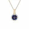 Classic Marquise Sapphire & Diamond Halo Cluster Pendant in 9ct Yellow Gold sold by Gemondo Jewellery