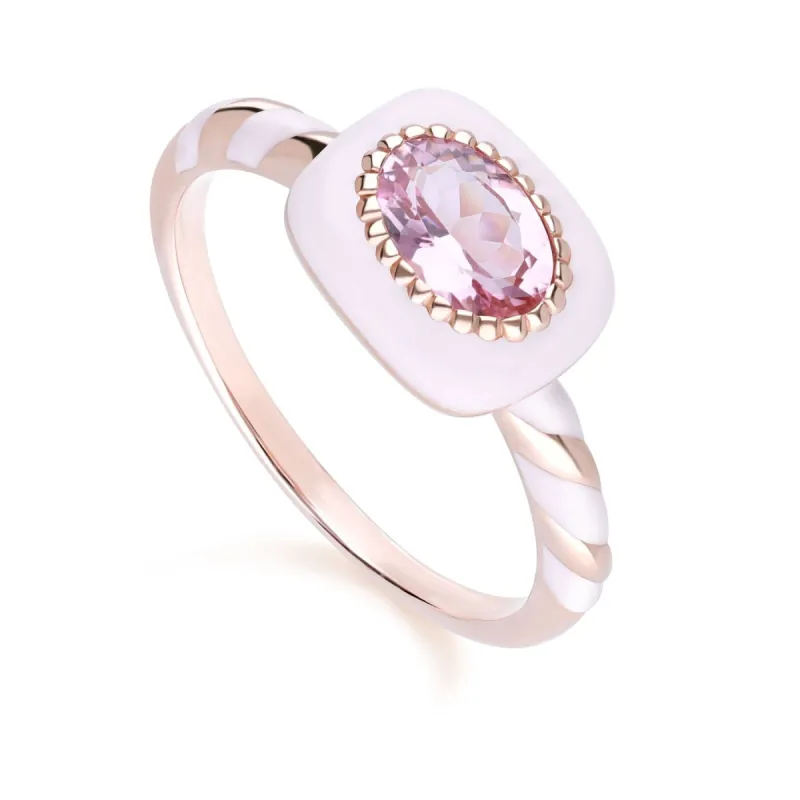 Siberian Waltz Enamel & Pink Tourmaline Ring In Rose Gold Plated Sterling Silver sold by Gemondo Jewellery