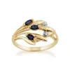 Floral 0.22ct Marquise Sapphire & Diamond Ring in 9ct Yellow Gold sold by Gemondo Jewellery