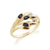 Floral 0.22ct Marquise Sapphire & Diamond Ring in 9ct Yellow Gold sold by Gemondo Jewellery
