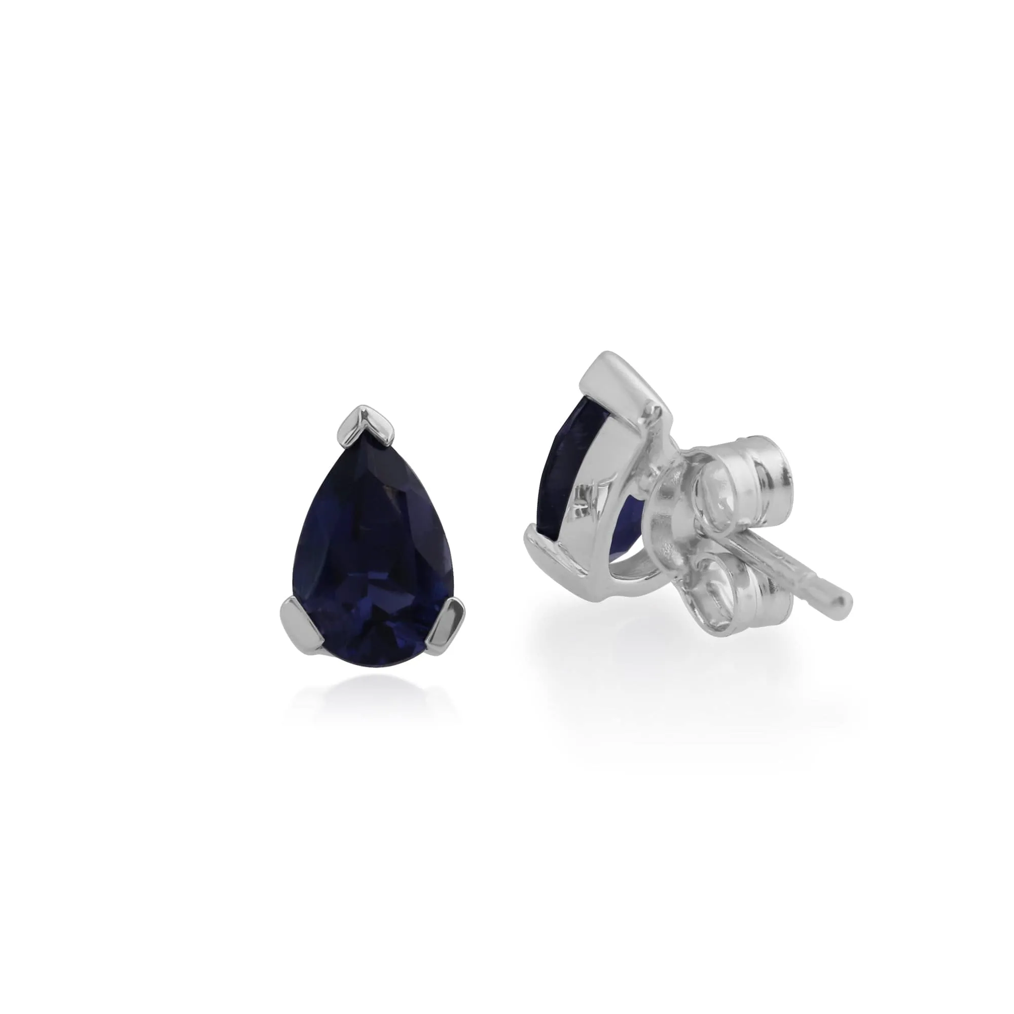 Classic Pear Iolite Claw Set Stud Earrings in 9ct White Gold sold by Gemondo Jewellery product image thumbnail 2