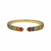 Rainbow Gemstone Open Ring in Gold Plated Sterling Silver sold by Gemondo Jewellery
