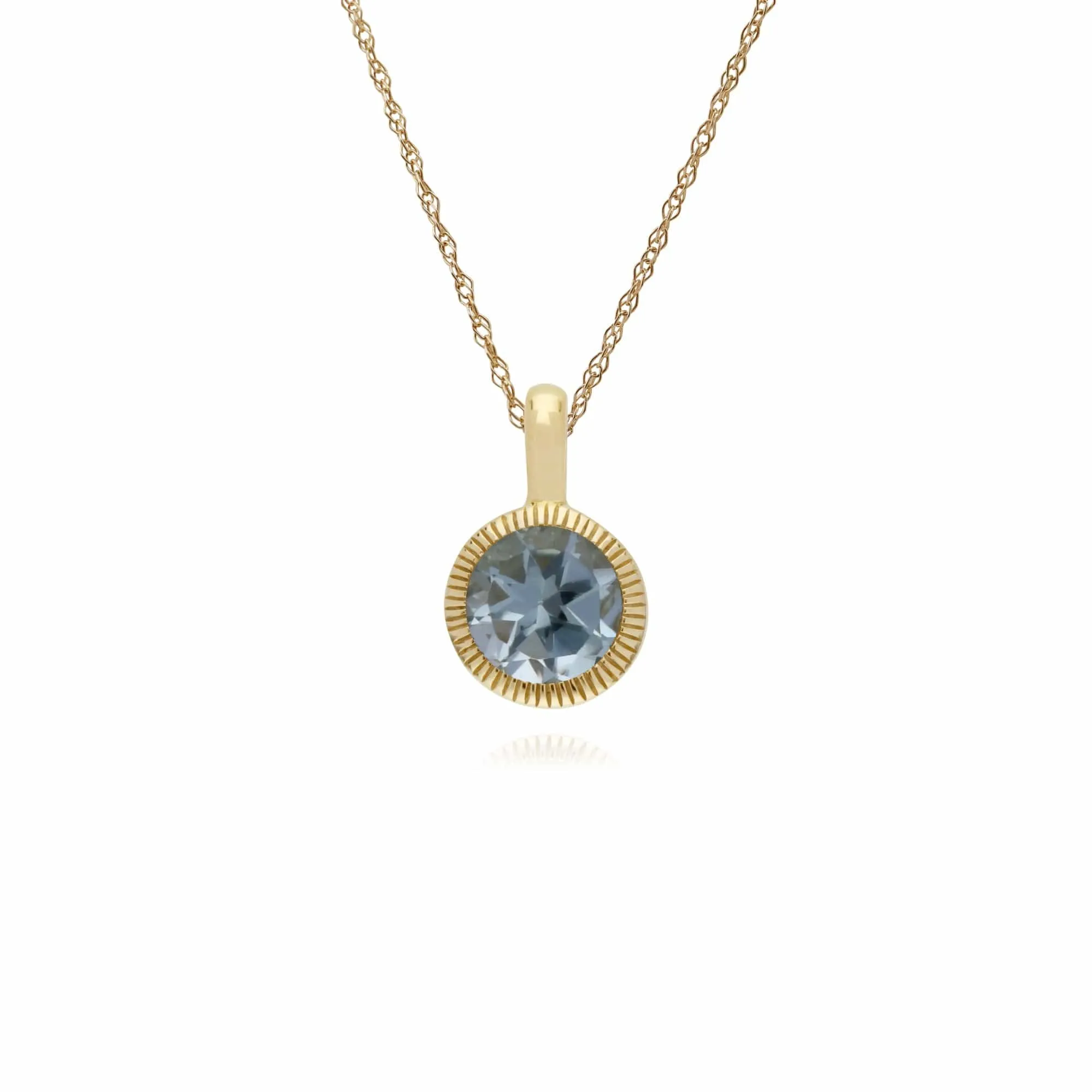 Gemondo 9ct Yellow Gold Blue Topaz Round Milgrain 45cm Necklace sold by Gemondo Jewellery