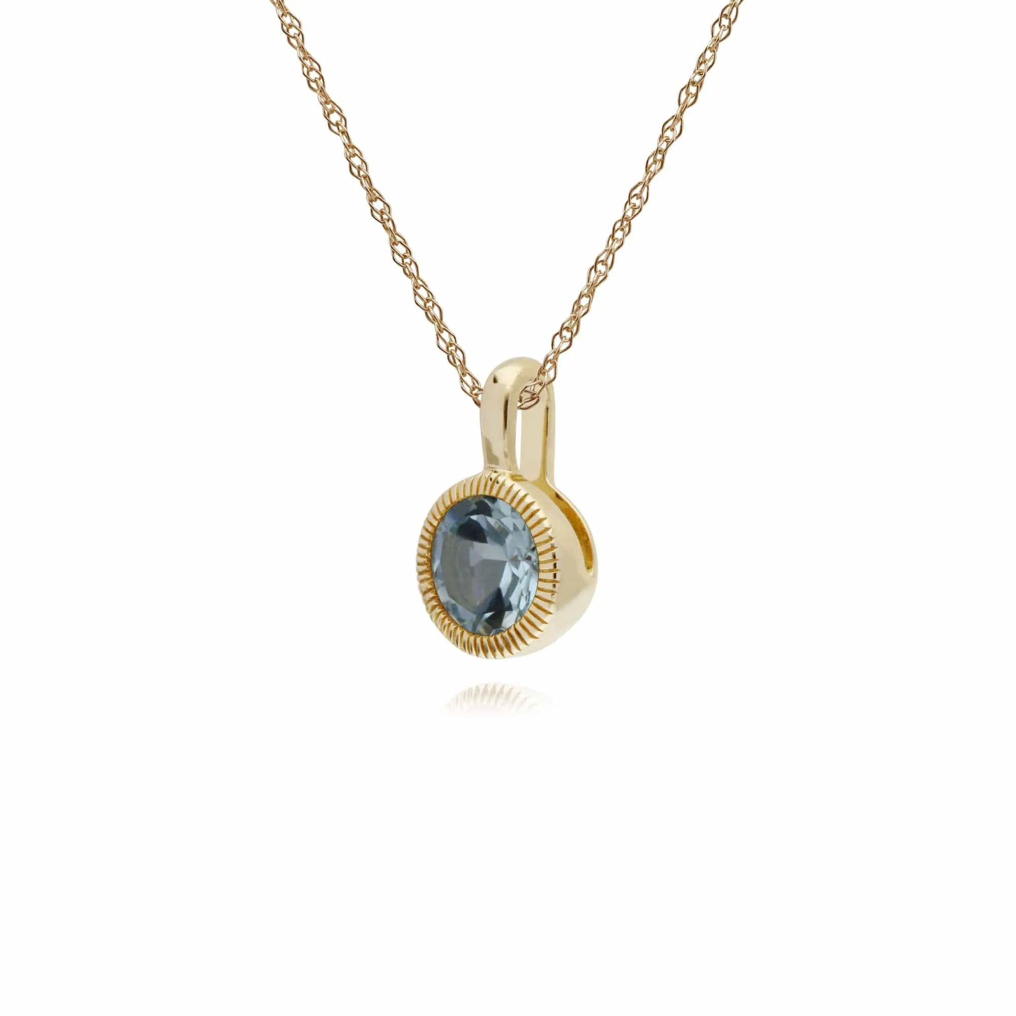 Gemondo 9ct Yellow Gold Blue Topaz Round Milgrain 45cm Necklace sold by Gemondo Jewellery product image thumbnail 2