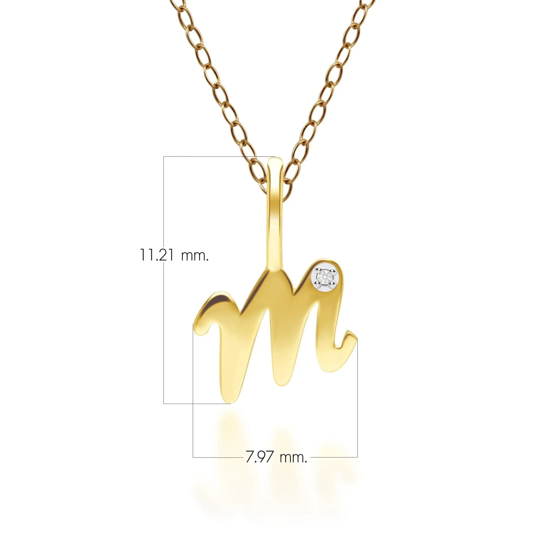 Alphabet Letter M Diamond pendant in 9ct Yellow Gold sold by Gemondo Jewellery product image thumbnail 3