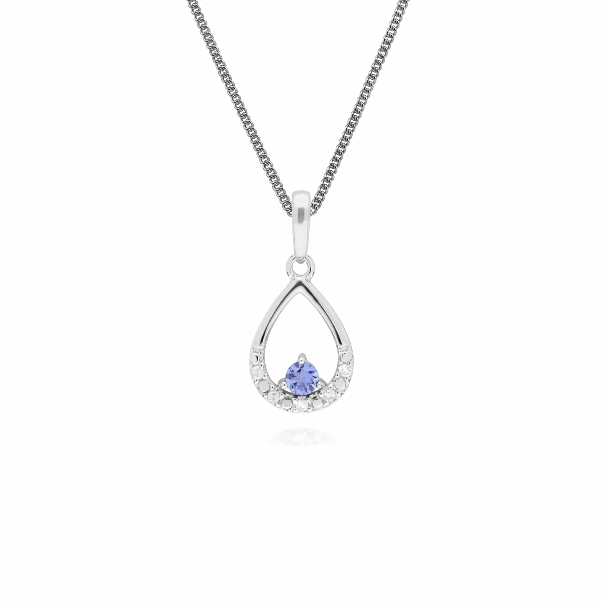 Classic Round Tanzanite & Diamond Tear Drop Earrings & Pendant Set in 9ct White Gold sold by Gemondo Jewellery product image thumbnail 3