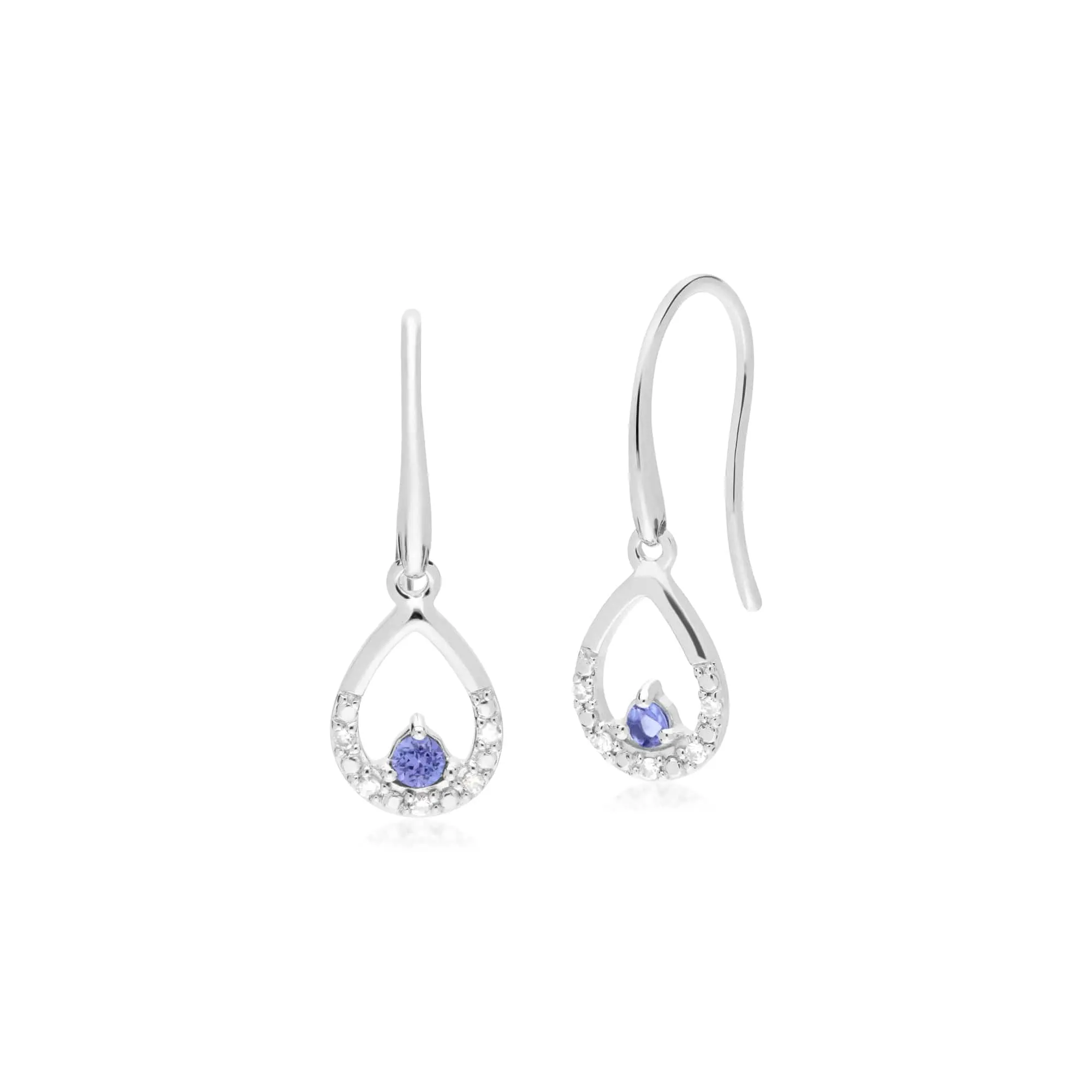 Classic Round Tanzanite & Diamond Tear Drop Earrings & Pendant Set in 9ct White Gold sold by Gemondo Jewellery product image thumbnail 2