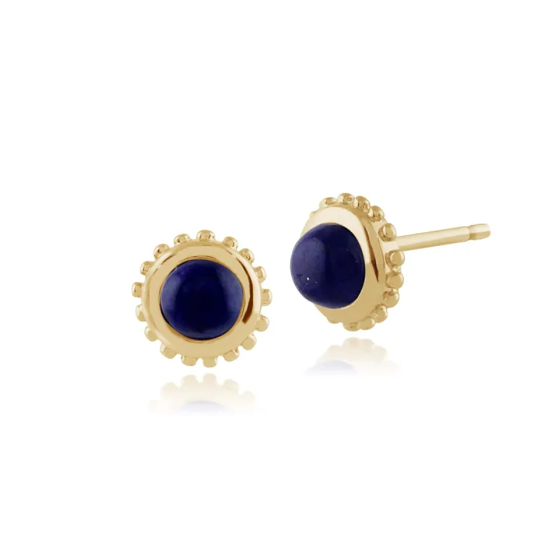 Classic Round Lapis Lazuli Stud Earrings in 9ct Yellow Gold 6mm sold by Gemondo Jewellery