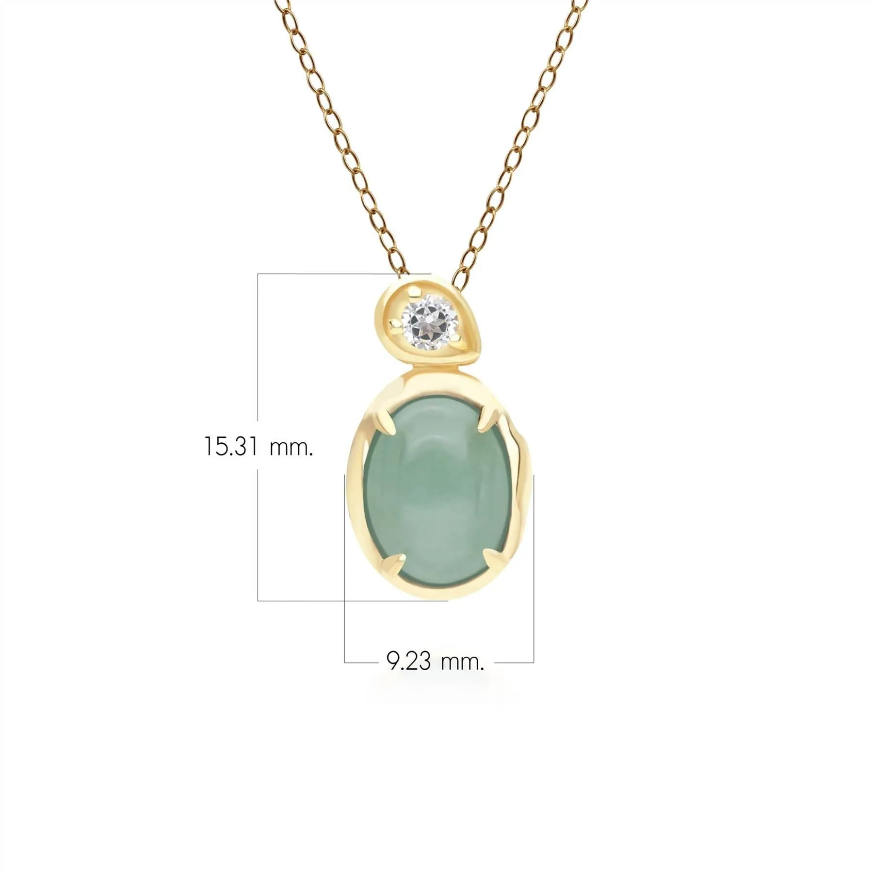 Irregular Oval Dyed Green Jade & Topaz Pendant In 18ct Gold Plated SterlIng Silver sold by Gemondo Jewellery product image thumbnail 3