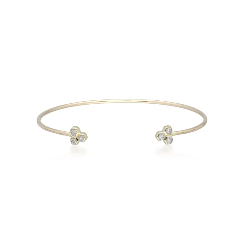 Diamond Trilogy Geometric Bangle in 9ct Yellow Gold sold by Gemondo Jewellery