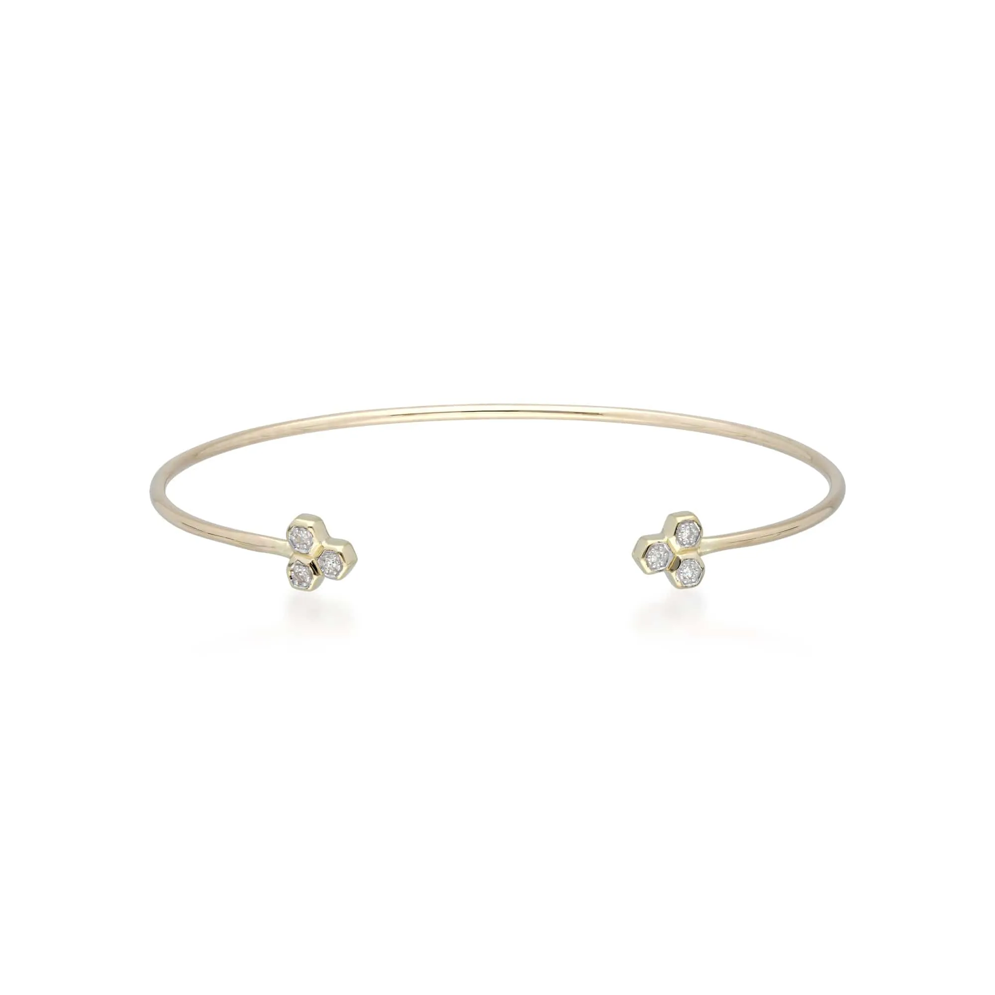 Diamond Trilogy Geometric Bangle in 9ct Yellow Gold sold by Gemondo Jewellery