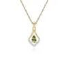 Classic Pear Peridot & Diamond Leaf Halo Pendant in 9ct Yellow Gold sold by Gemondo Jewellery