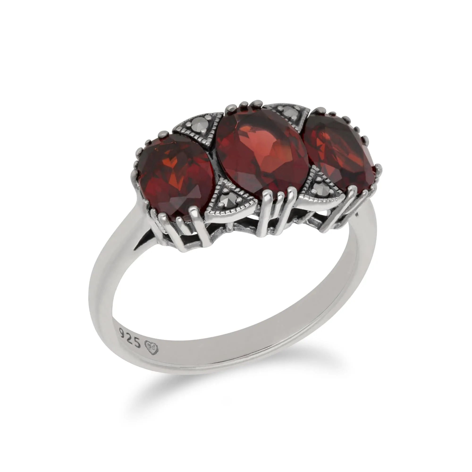 Gemondo Sterling Silver Triple Garnet and Marcasite Ring sold by Gemondo Jewellery product image thumbnail 2