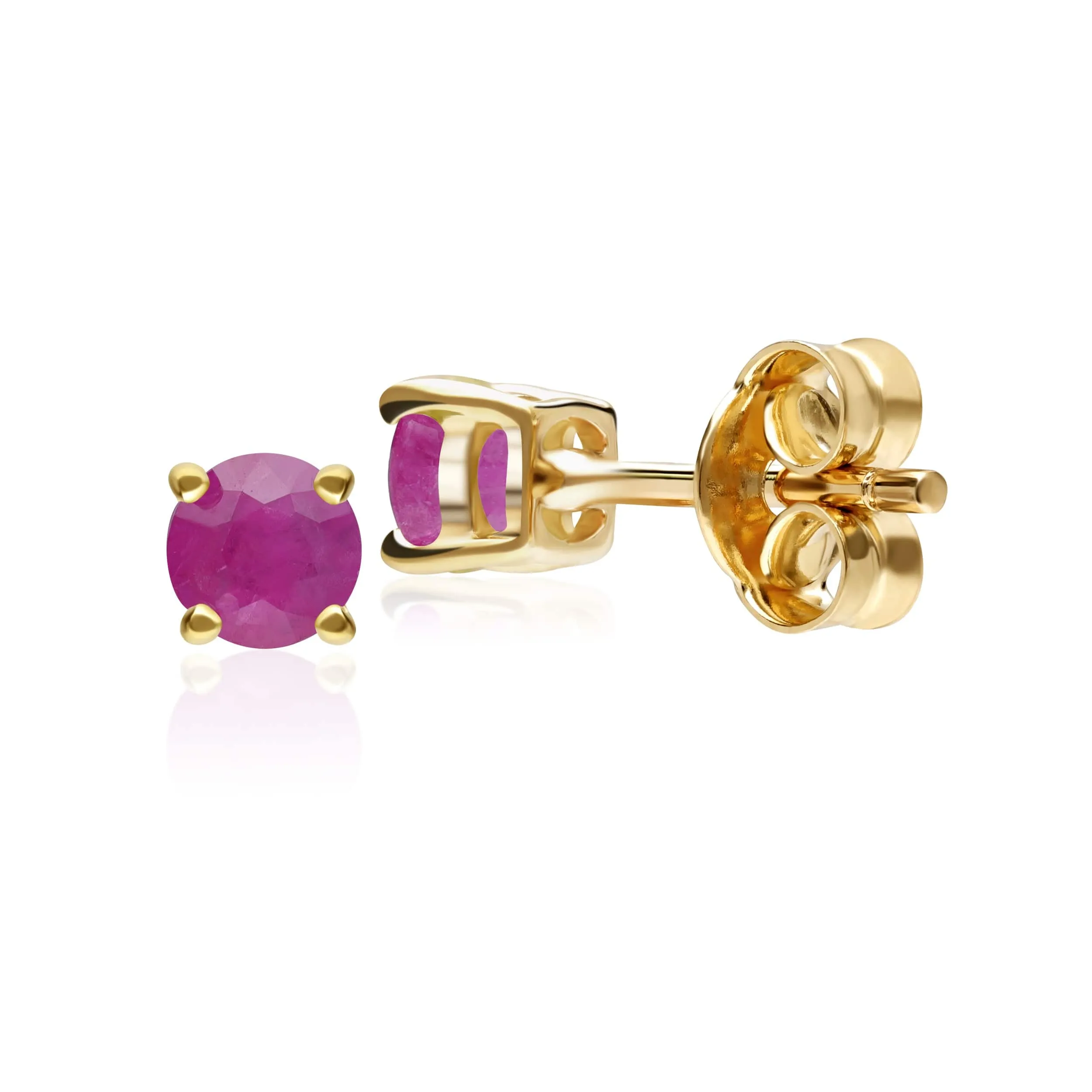 Classic Round Ruby Stud Earrings in 9ct Yellow Gold 3.5mm sold by Gemondo Jewellery product image thumbnail 2
