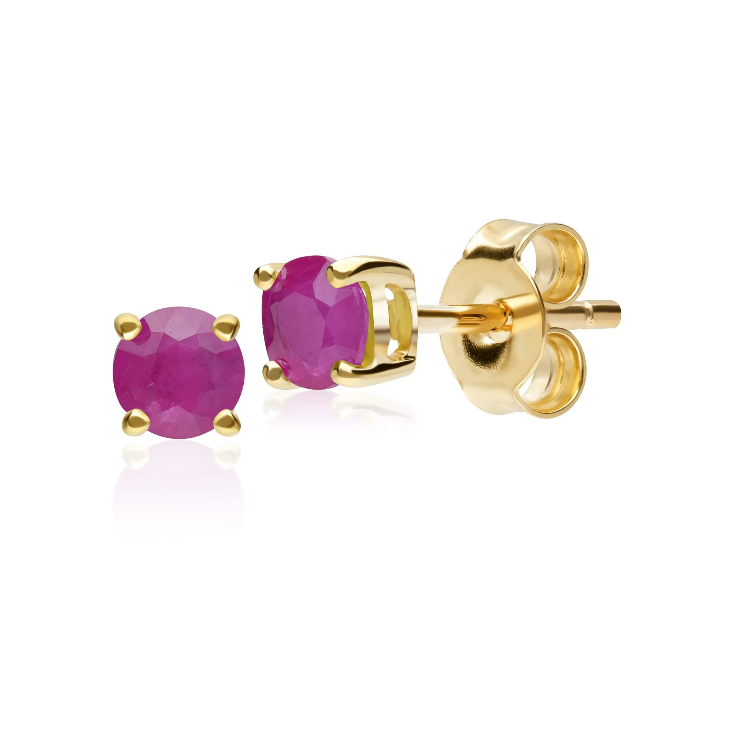 Classic Round Ruby Stud Earrings in 9ct Yellow Gold 3.5mm sold by Gemondo Jewellery