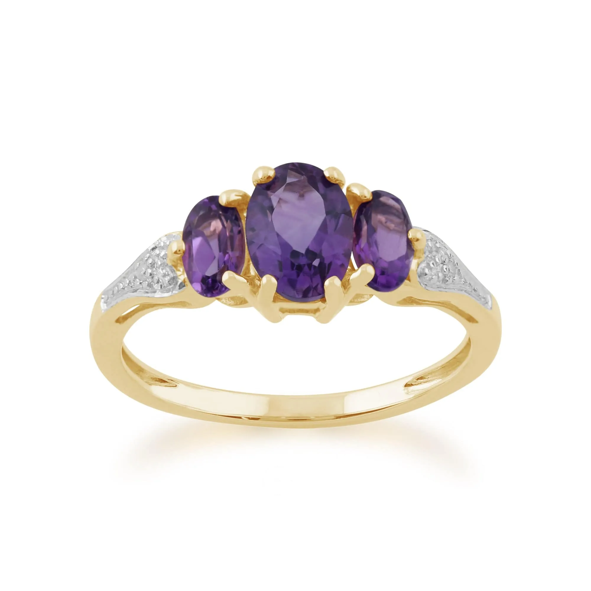Gemondo 9ct Yellow Gold 1.15ct Amethyst & Diamond Trilogy Ring sold by Gemondo Jewellery