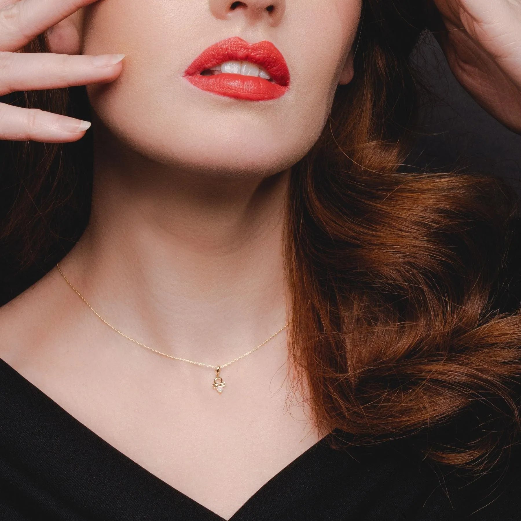 Opal Libra Zodiac Charm Necklace in 9ct Yellow Gold sold by Gemondo Jewellery product image thumbnail 4