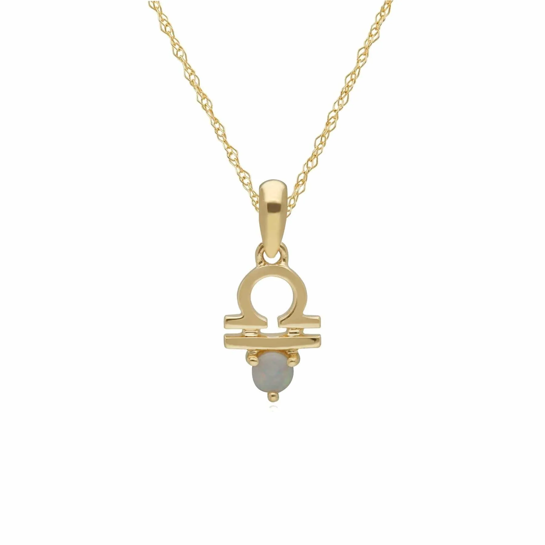 Opal Libra Zodiac Charm Necklace in 9ct Yellow Gold sold by Gemondo Jewellery