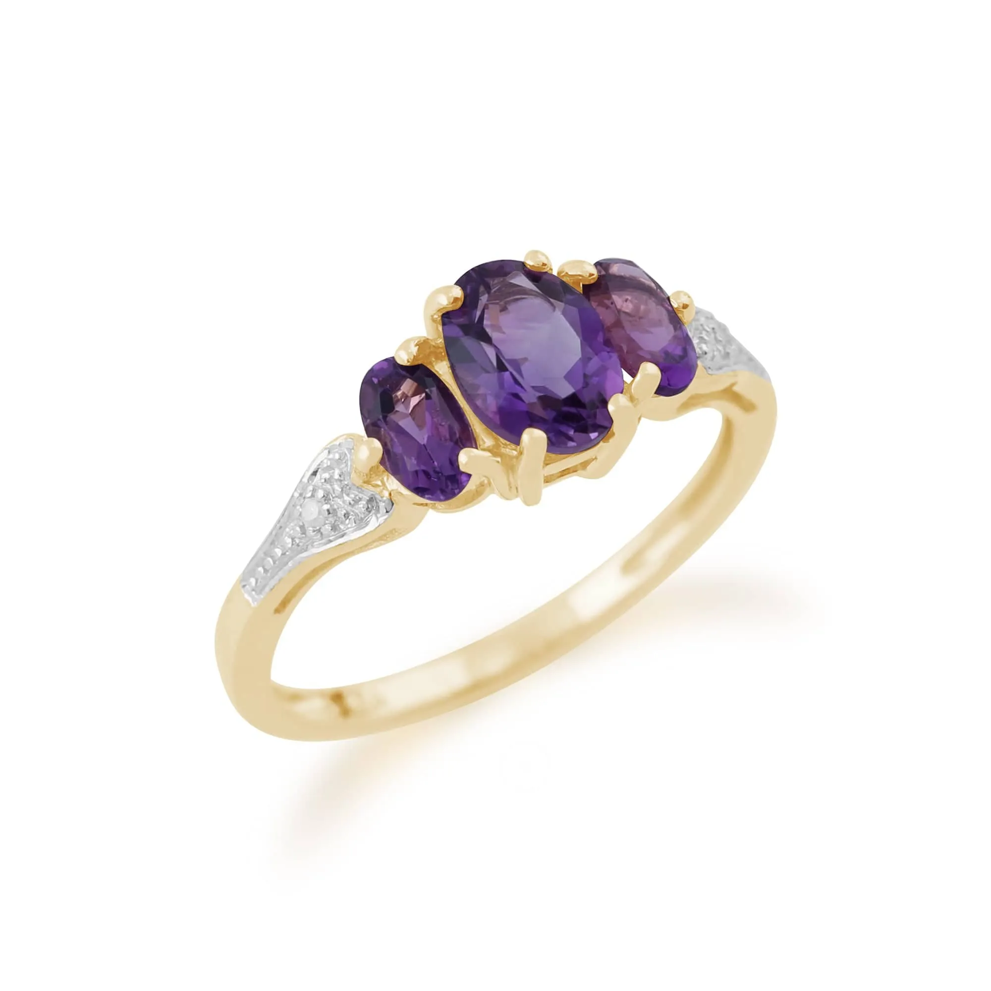 Gemondo 9ct Yellow Gold 1.15ct Amethyst & Diamond Trilogy Ring sold by Gemondo Jewellery product image thumbnail 2