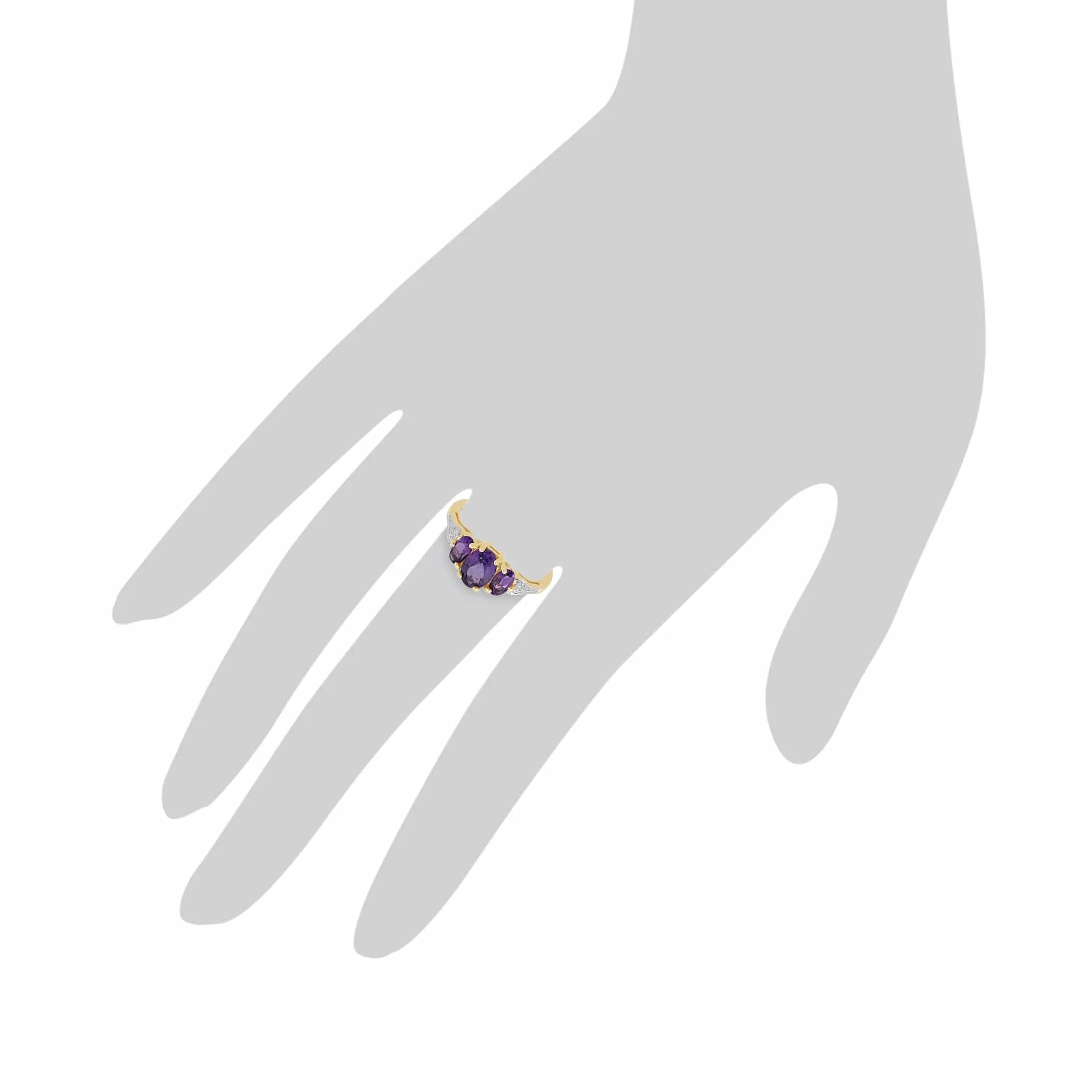 Gemondo 9ct Yellow Gold 1.15ct Amethyst & Diamond Trilogy Ring sold by Gemondo Jewellery product image thumbnail 3