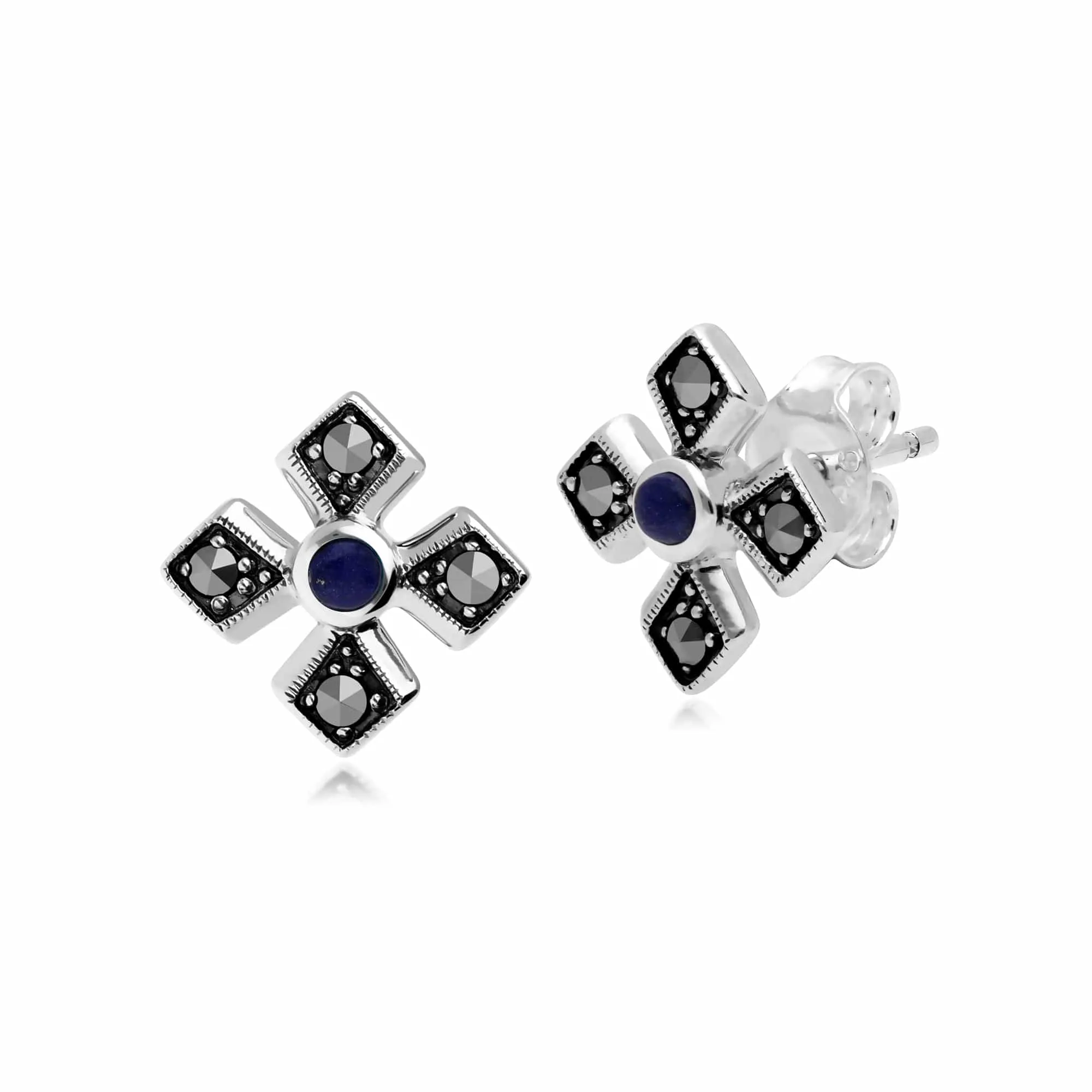 Gemondo Sterling Silver Marcasite & Lapis Lazuli Earring sold by Gemondo Jewellery