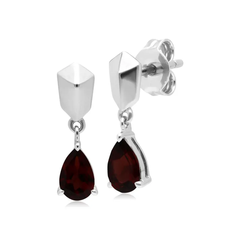 Micro Statement Garnet Earrings in 925 Sterling Silver sold by Gemondo Jewellery