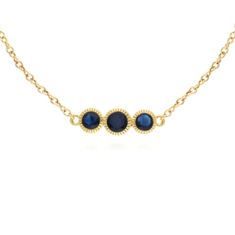 Gemondo 9ct Yellow Gold Sapphire Triple Stone Round Milgrain 19cm Bracelet sold by Gemondo Jewellery