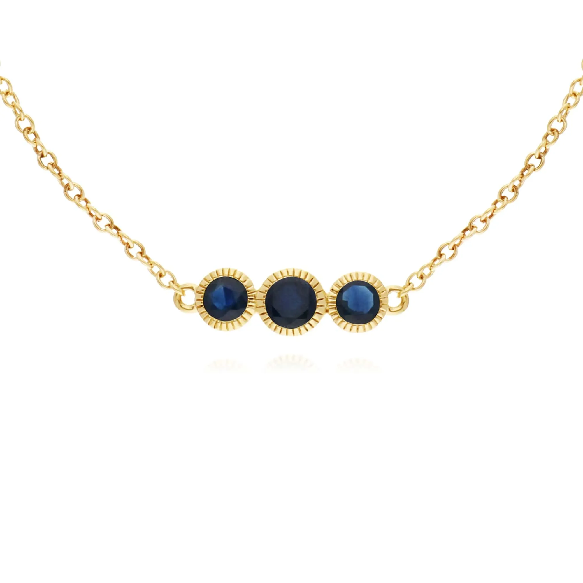 Gemondo 9ct Yellow Gold Sapphire Triple Stone Round Milgrain 19cm Bracelet sold by Gemondo Jewellery