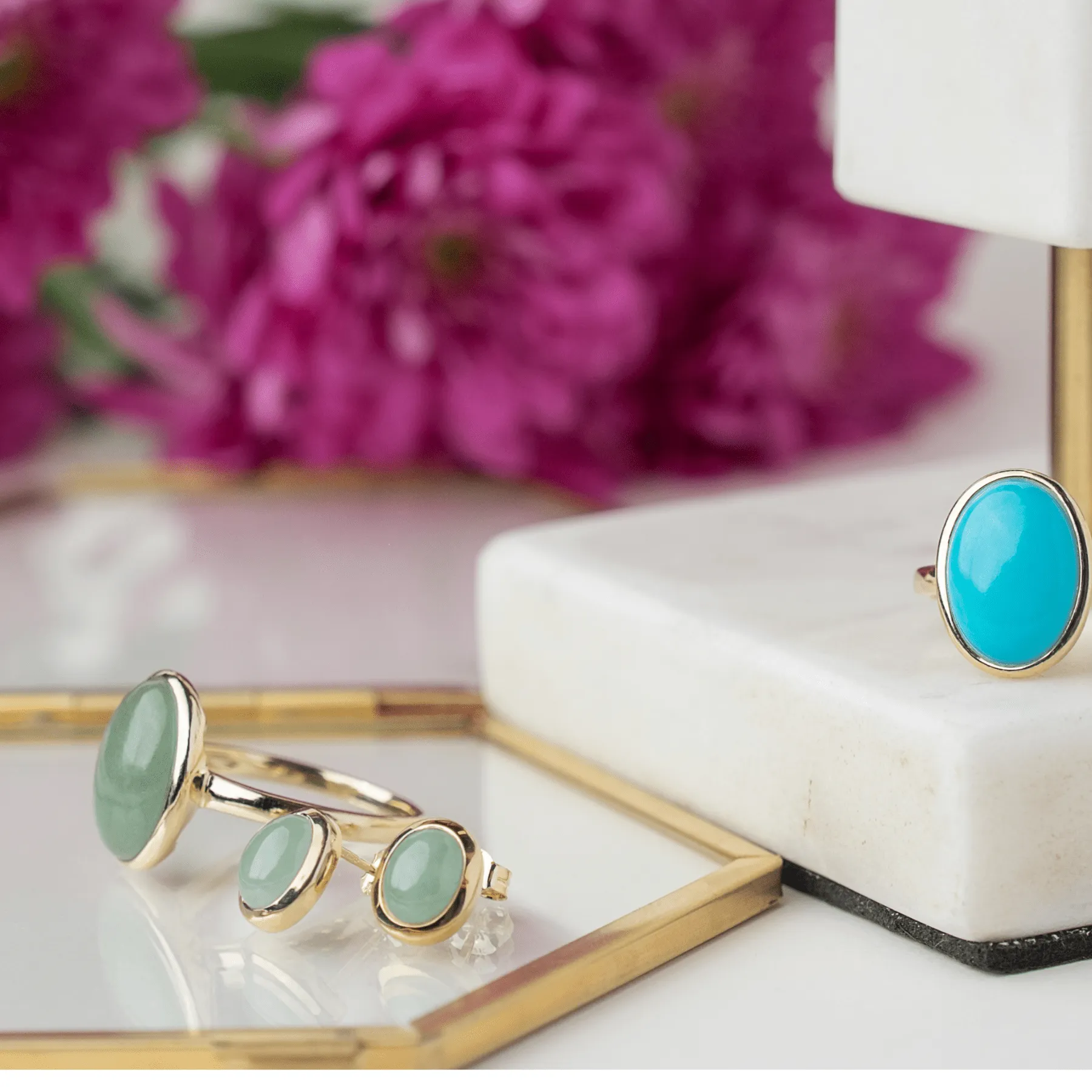 Classic Oval Jade Cabochon Stud Earrings in 9ct Yellow Gold 7x6mm sold by Gemondo Jewellery product image thumbnail 2