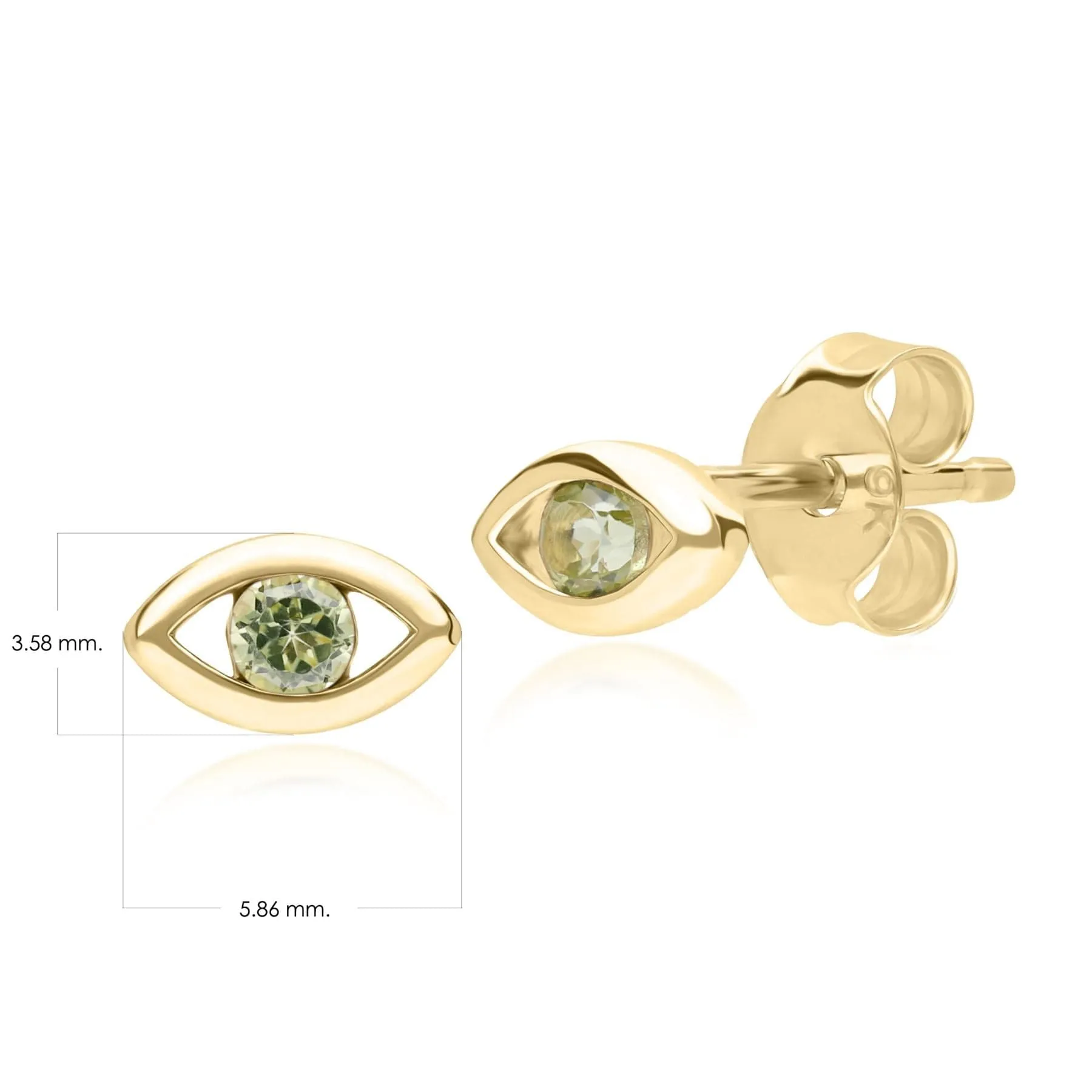 ECFEW™ Dainty Evil Eye Peridot Stud Earrings in 9ct Yellow Gold sold by Gemondo Jewellery product image thumbnail 3
