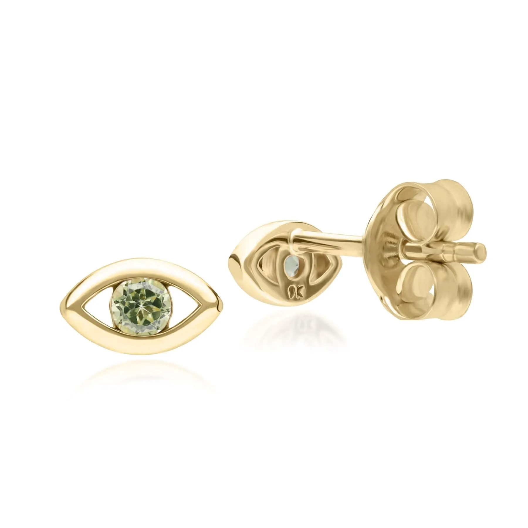 ECFEW™ Dainty Evil Eye Peridot Stud Earrings in 9ct Yellow Gold sold by Gemondo Jewellery product image thumbnail 2