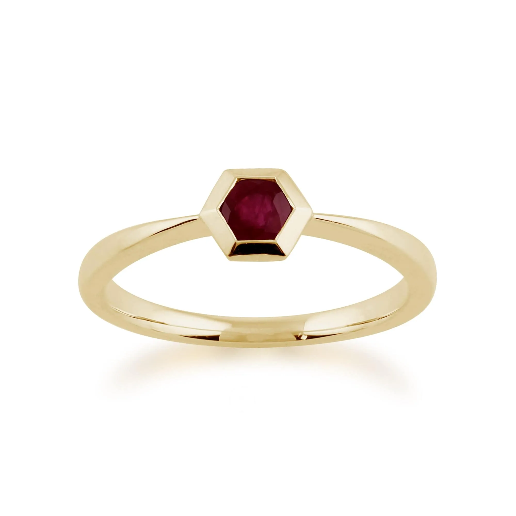 Gemondo 9ct Yellow Gold 0.27ct Ruby Hexagon Ring sold by Gemondo Jewellery