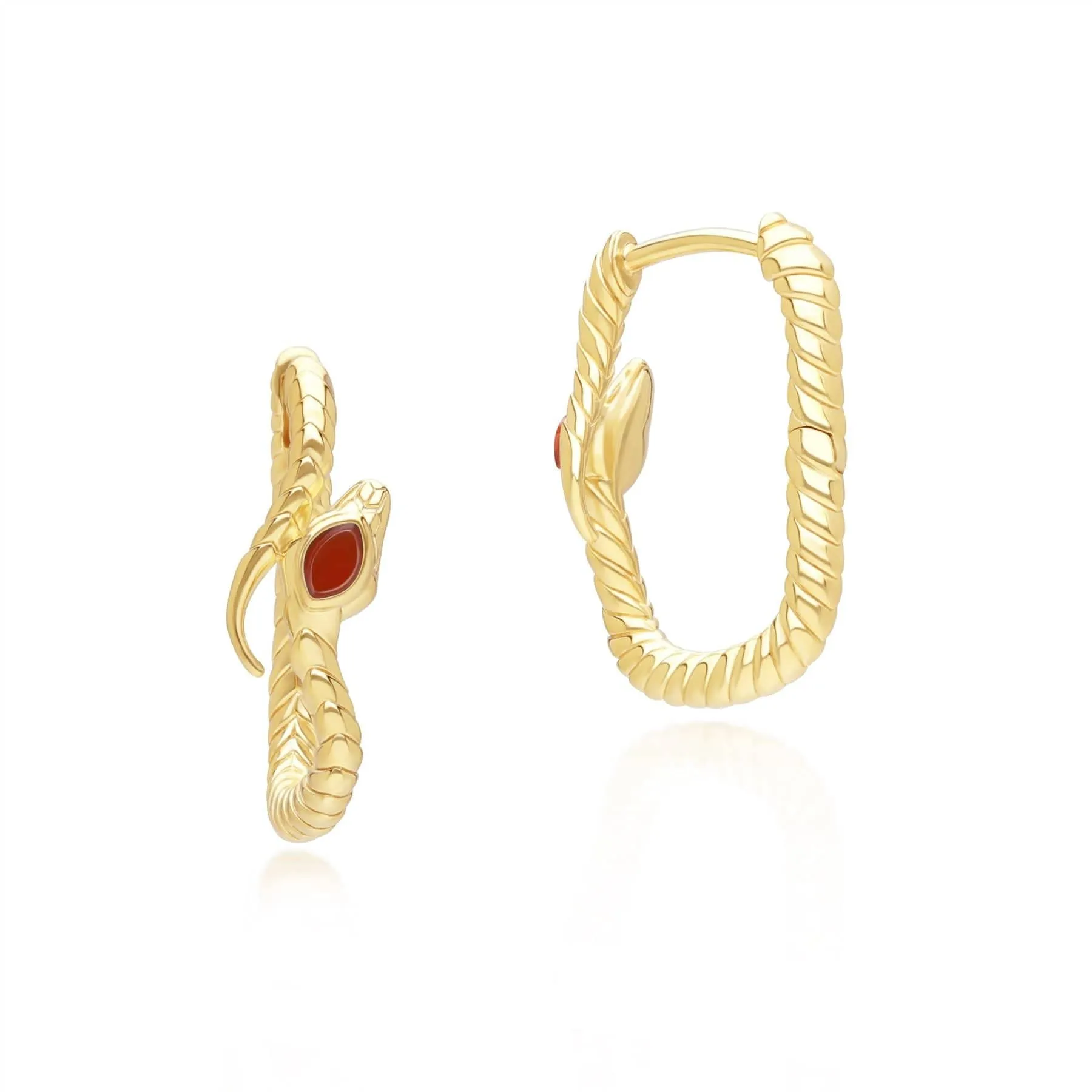 ECFEW™ Carnelian Snake Hoop Earrings in Gold Plated Sterling Silver sold by Gemondo Jewellery product image thumbnail 3