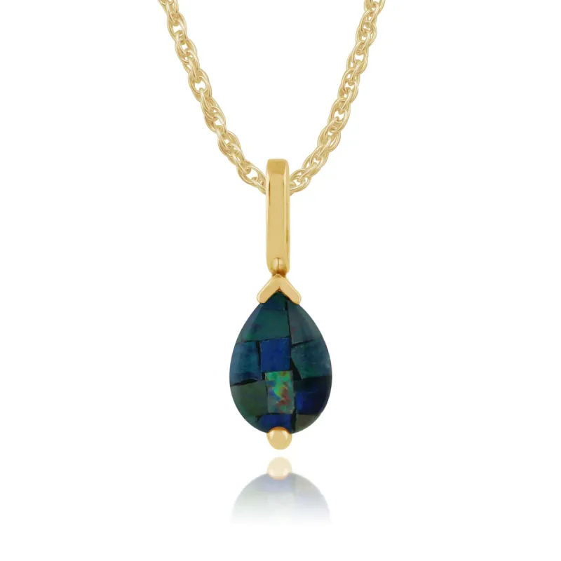Classic Pear Opal Triplet Pendant in 9ct Yellow Gold sold by Gemondo Jewellery