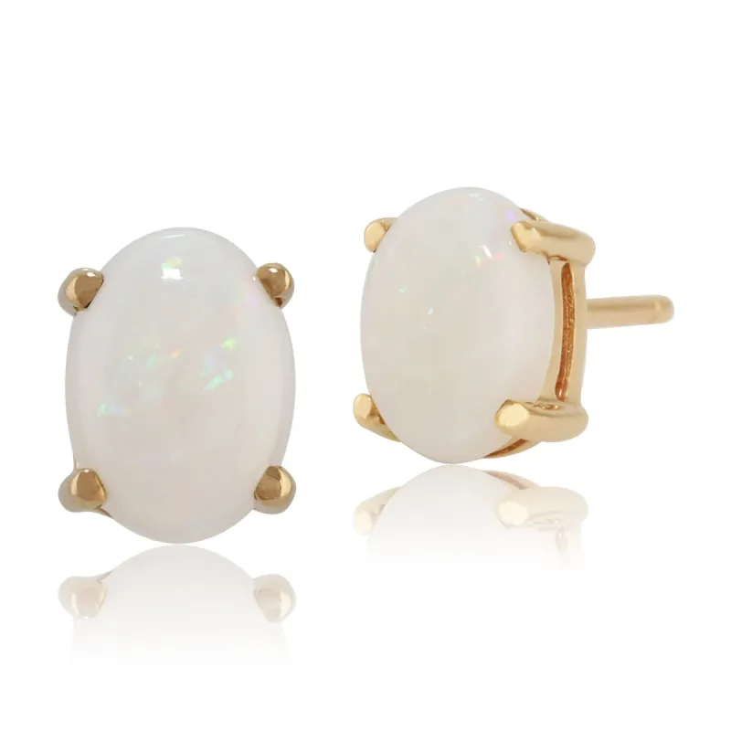 Classic Oval Opal Stud Earrings in 9ct Yellow Gold sold by Gemondo Jewellery